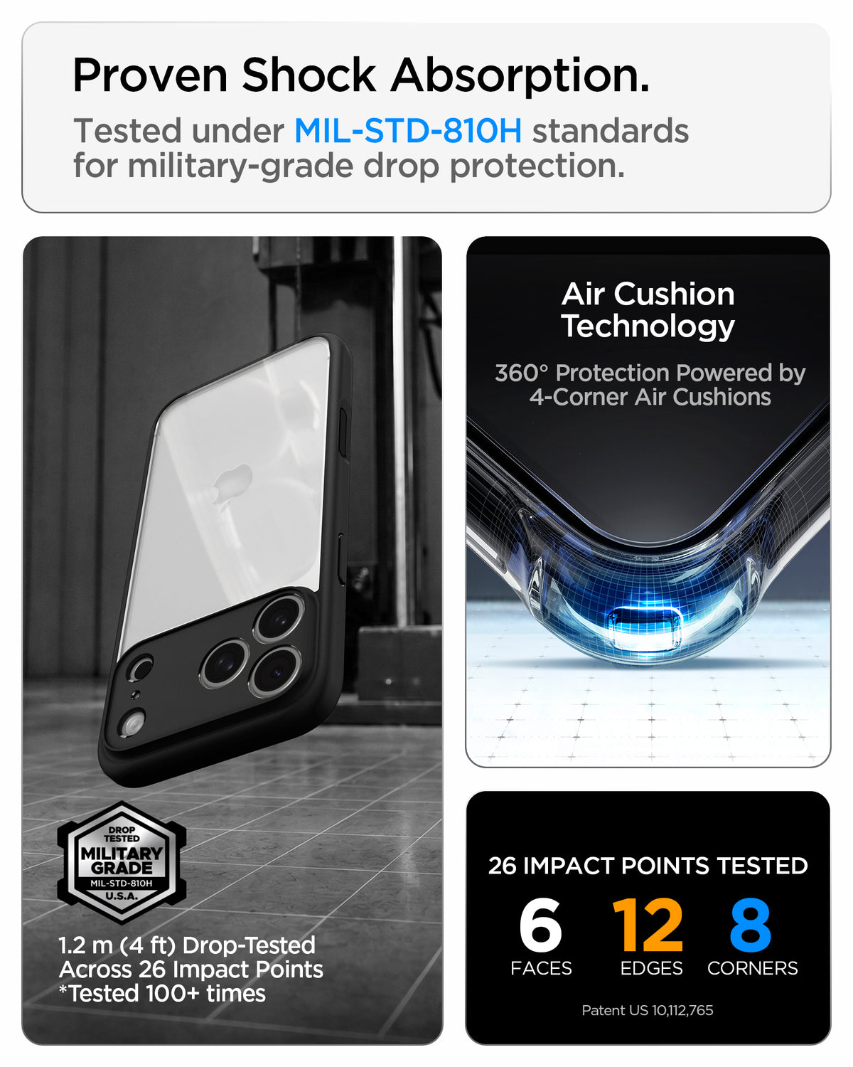 Handyhülle für iPhone 18 Pro Max, Spigen Ultra Hybrid, Transparent-Schwarz (5/13)