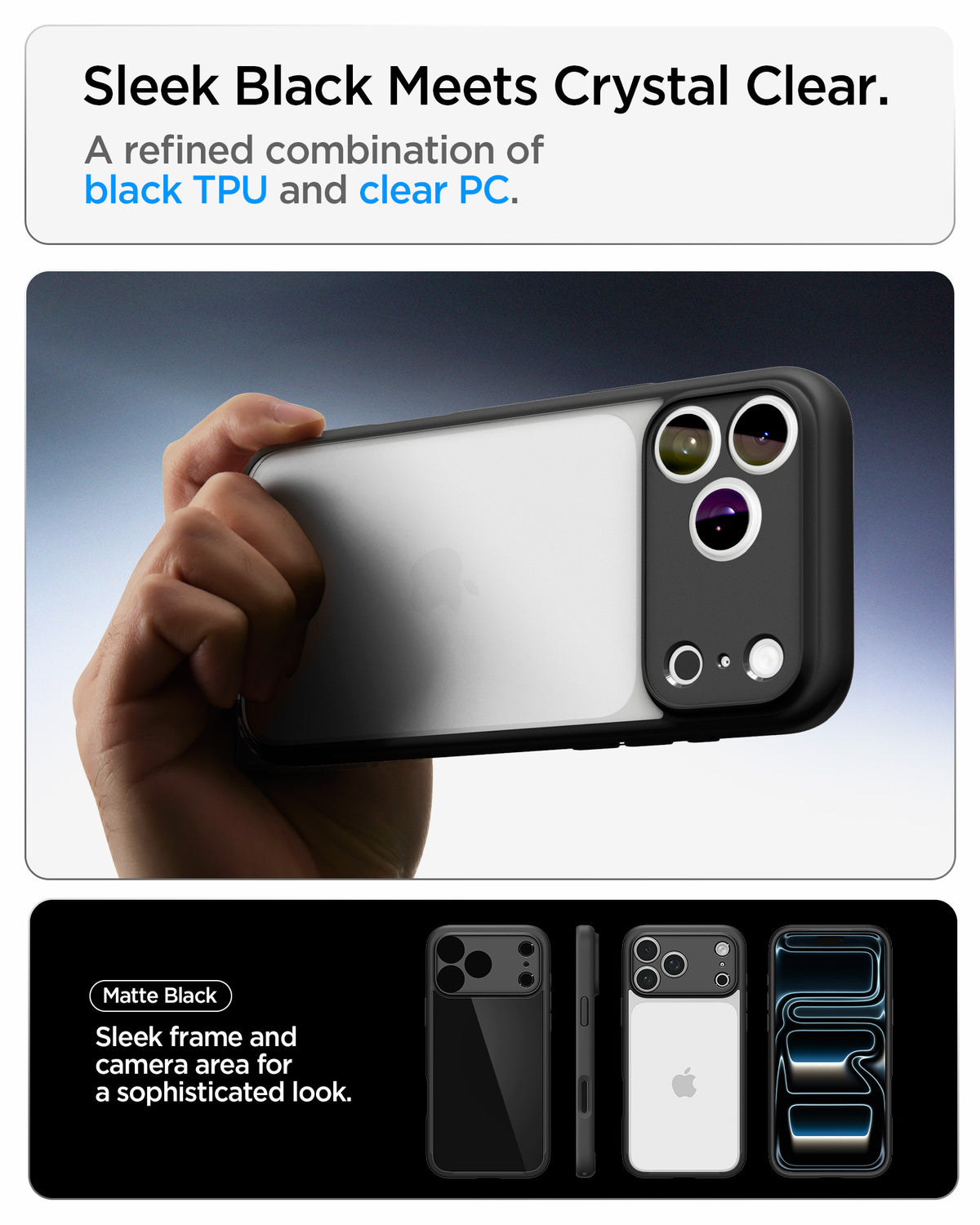 Handyhülle für iPhone 18 Pro Max, Spigen Ultra Hybrid, Transparent-Schwarz (6/13)