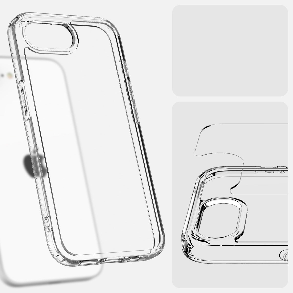Handyhülle für iPhone 17e / 16e, Spigen Ultra Hybrid, Transparent