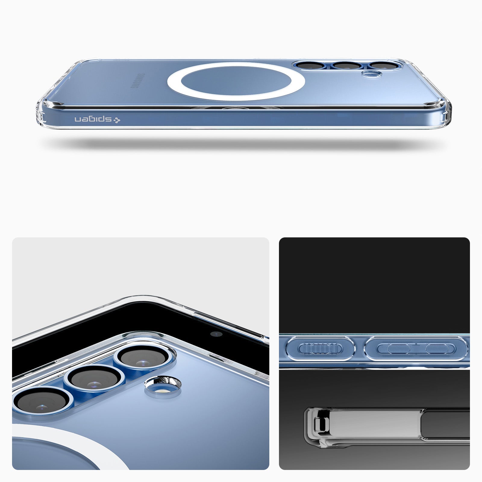 Handyhülle für Galaxy S25, Spigen Ultra Hybrid Mag mit MagSafe, Transparent-Weiß