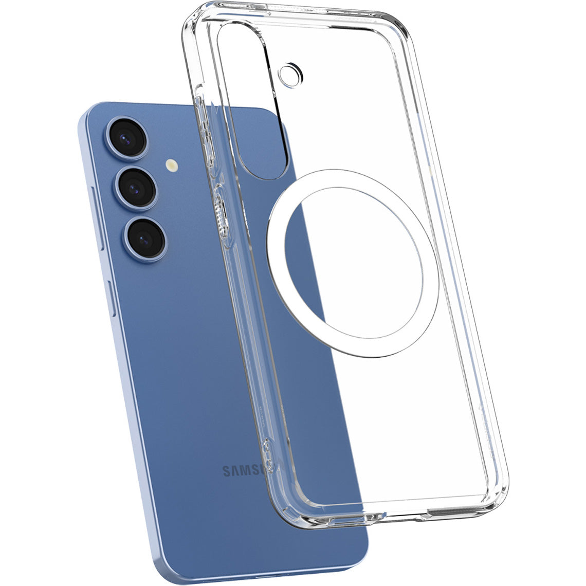 Handyhülle für Galaxy S25, Spigen Ultra Hybrid Mag mit MagSafe, Transparent-Weiß