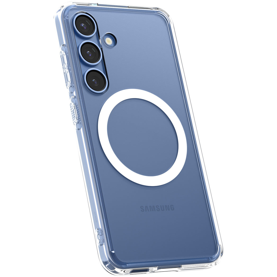 Handyhülle für Galaxy S25, Spigen Ultra Hybrid Mag mit MagSafe, Transparent-Weiß