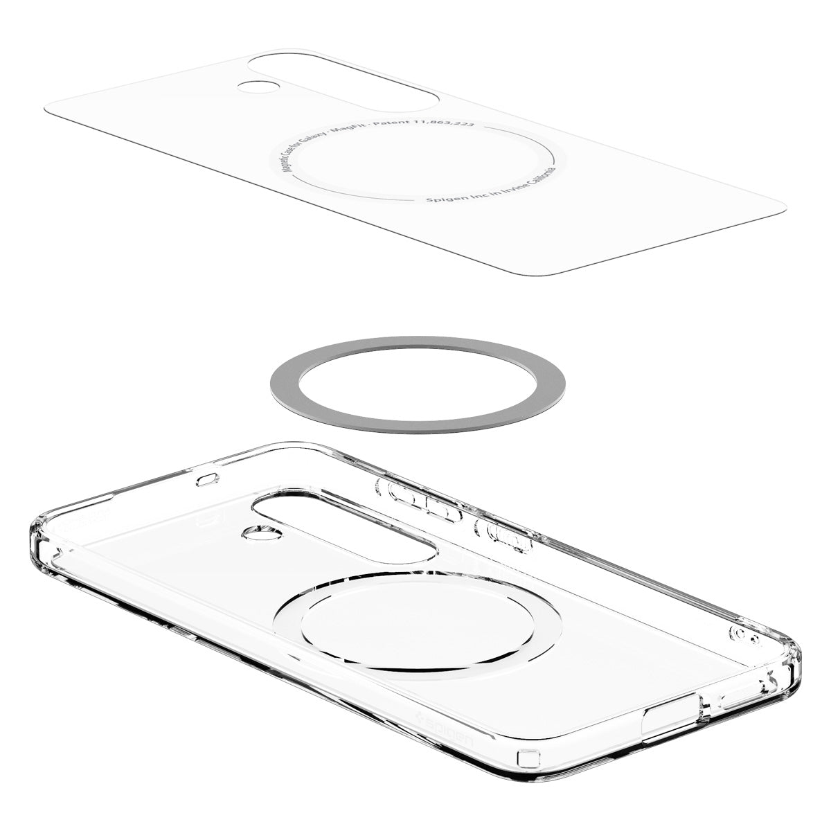 Handyhülle für Galaxy S25, Spigen Ultra Hybrid Mag mit MagSafe, Transparent-Weiß