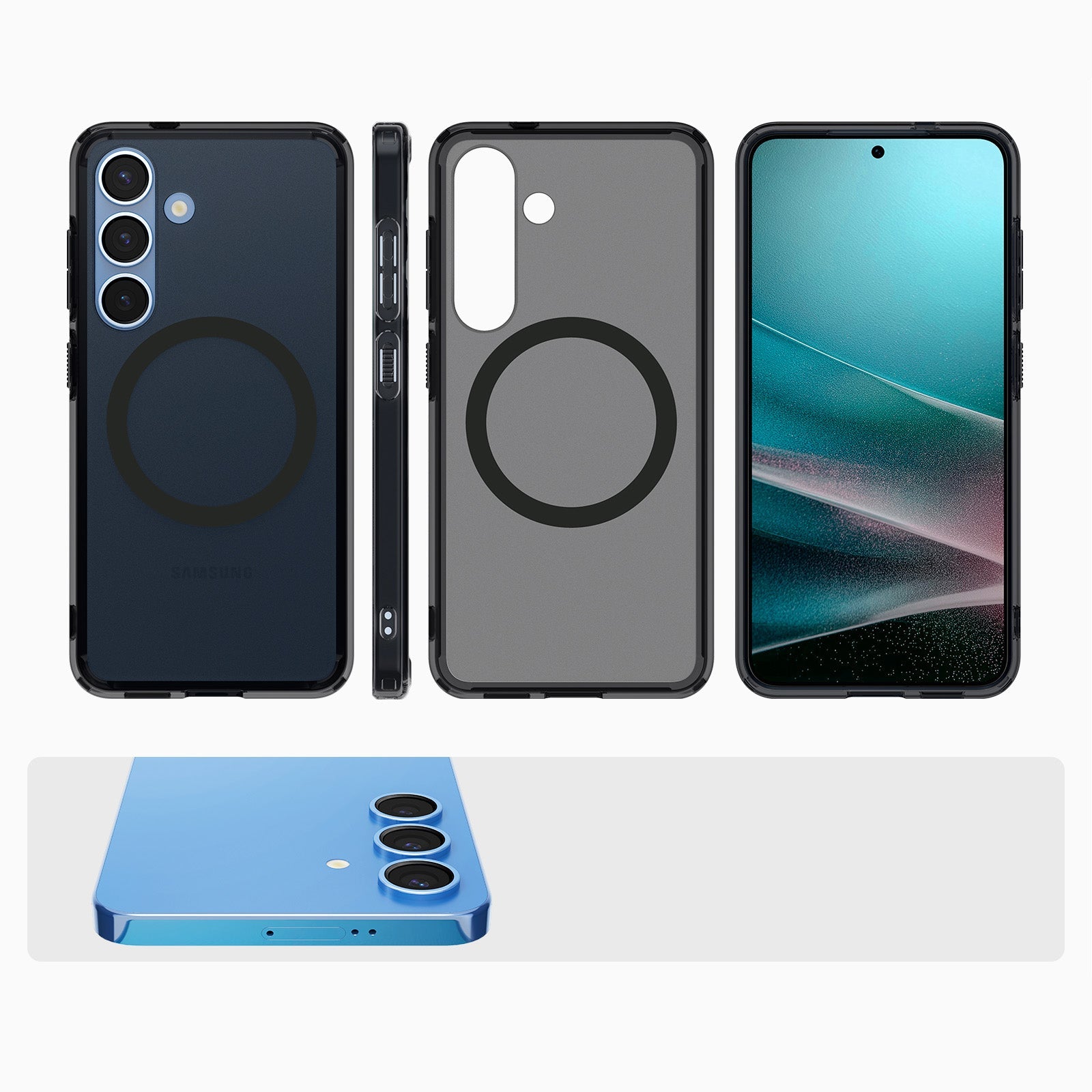 Handyhülle für Galaxy S25, Spigen Ultra Hybrid Mag mit MagSafe, Durchscheinend-Schwarz