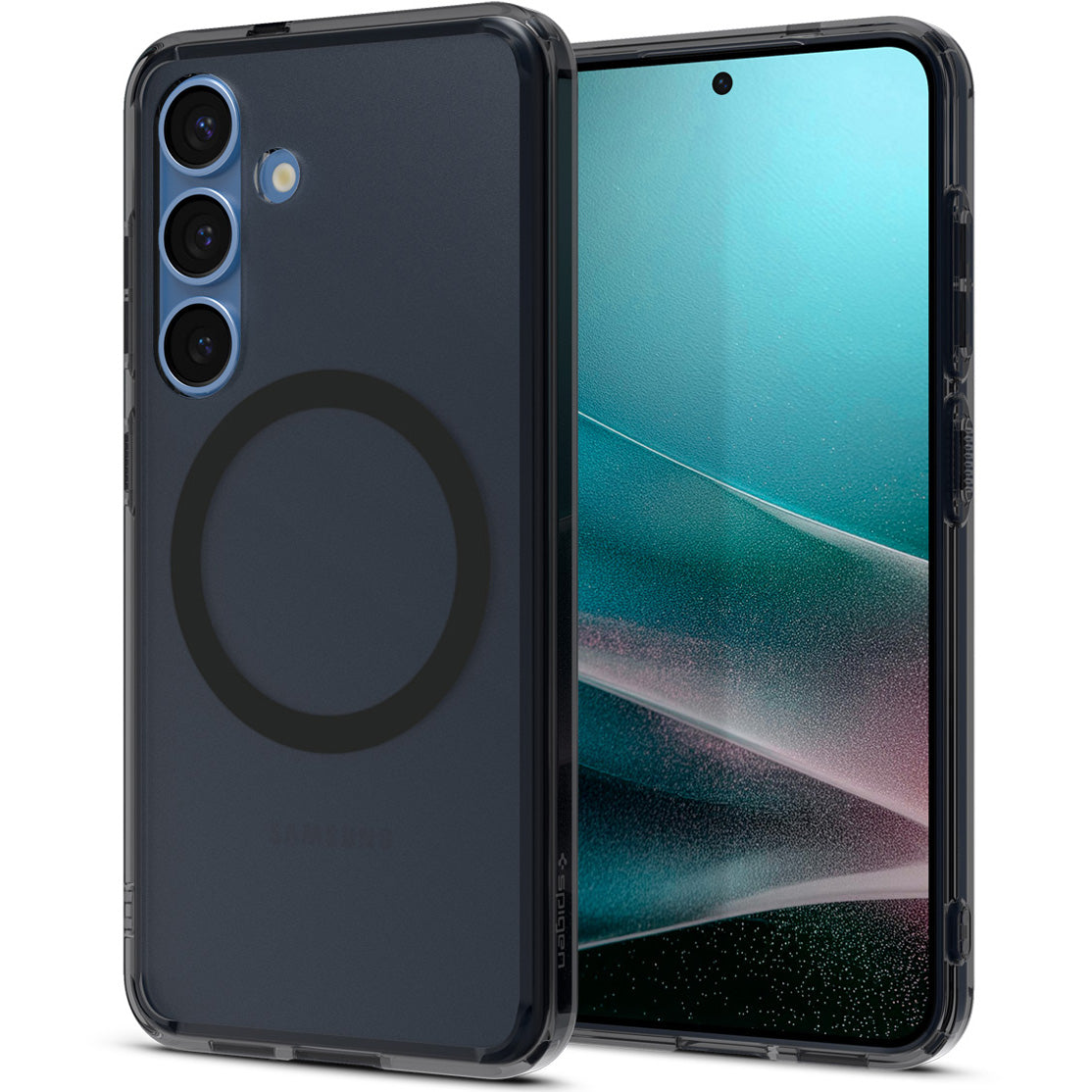 Handyhülle für Galaxy S25, Spigen Ultra Hybrid Mag mit MagSafe, Durchscheinend-Schwarz