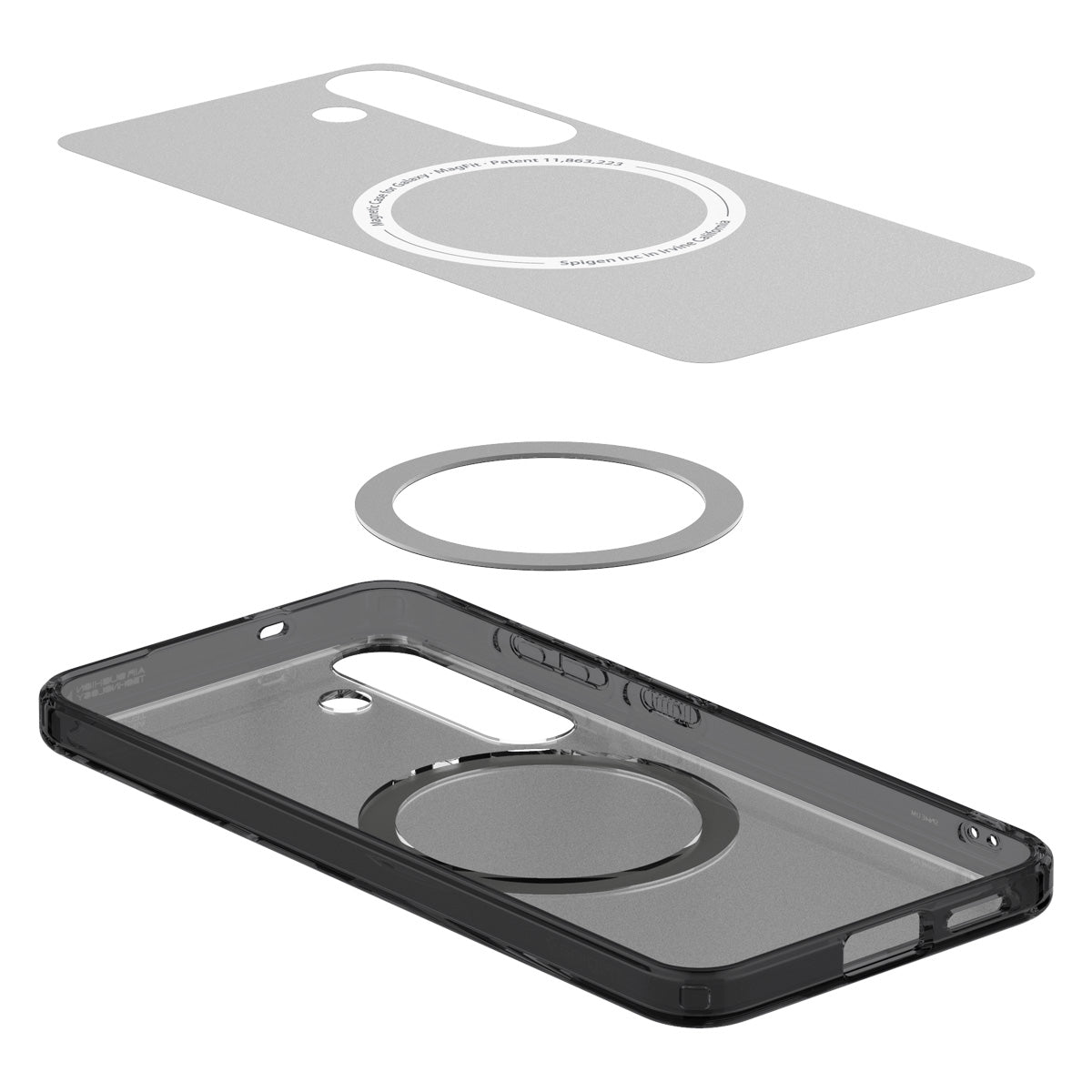 Handyhülle für Galaxy S25, Spigen Ultra Hybrid Mag mit MagSafe, Durchscheinend-Schwarz