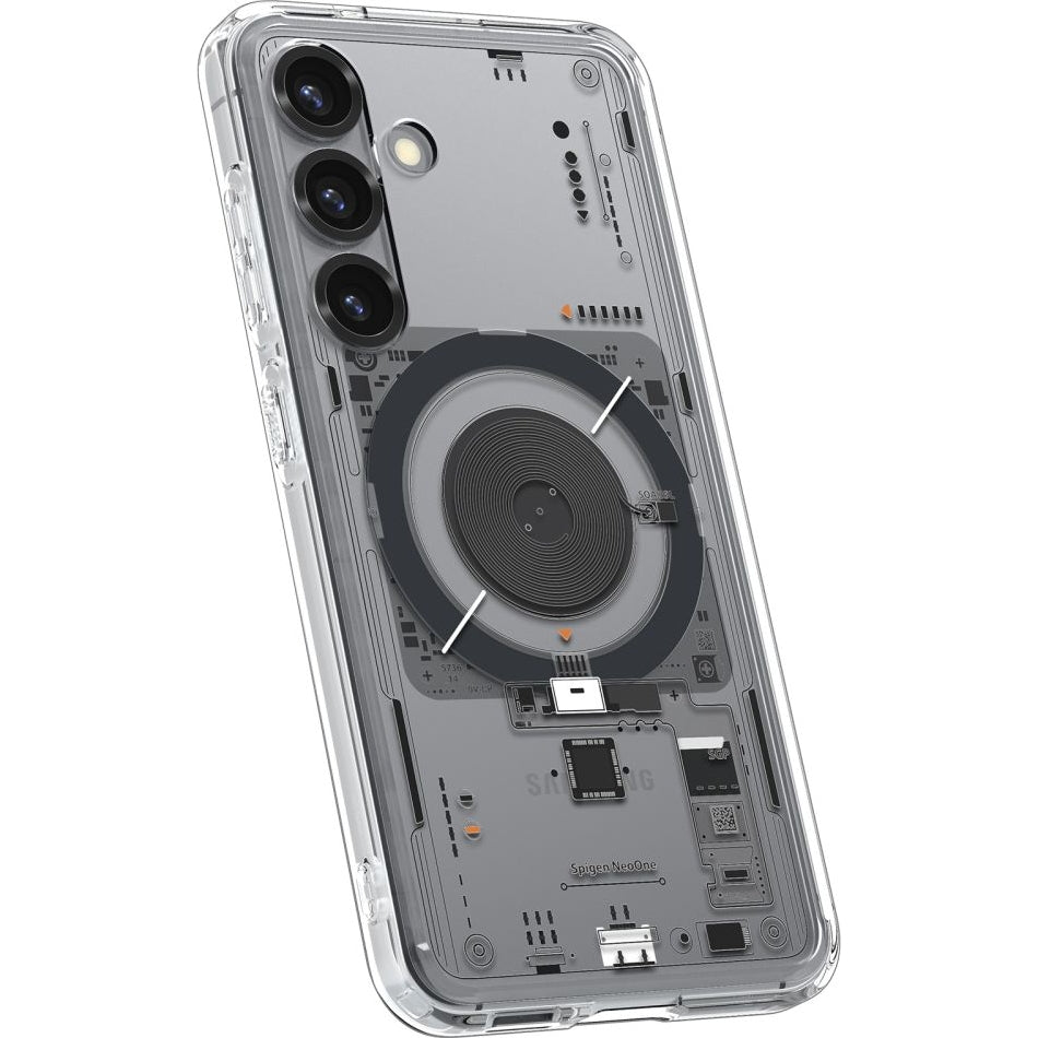 Handyhülle für Galaxy S25, Spigen Ultra Hybrid Mag mit MagSafe, Transparent-Gemustert (Neo One)