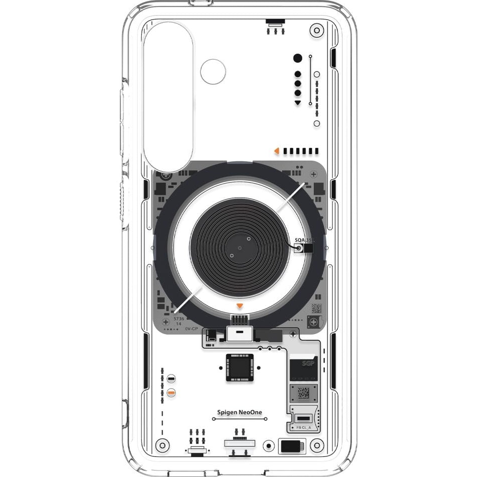 Handyhülle für Galaxy S25, Spigen Ultra Hybrid Mag mit MagSafe, Transparent-Gemustert (Neo One)