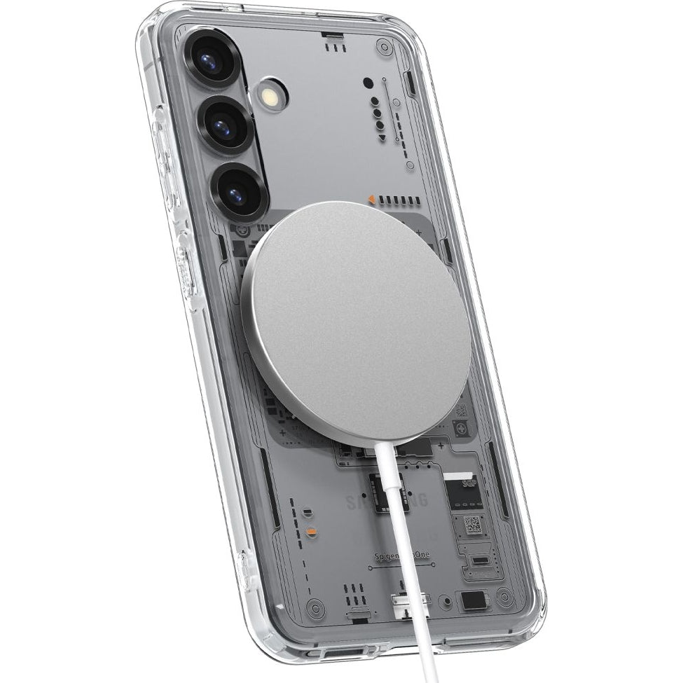 Handyhülle für Galaxy S25, Spigen Ultra Hybrid Mag mit MagSafe, Transparent-Gemustert (Neo One)
