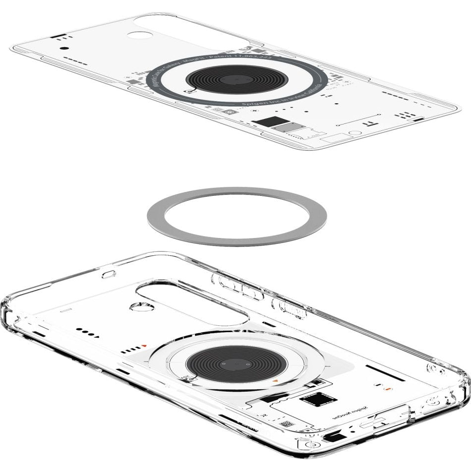 Handyhülle für Galaxy S25, Spigen Ultra Hybrid Mag mit MagSafe, Transparent-Gemustert (Neo One)
