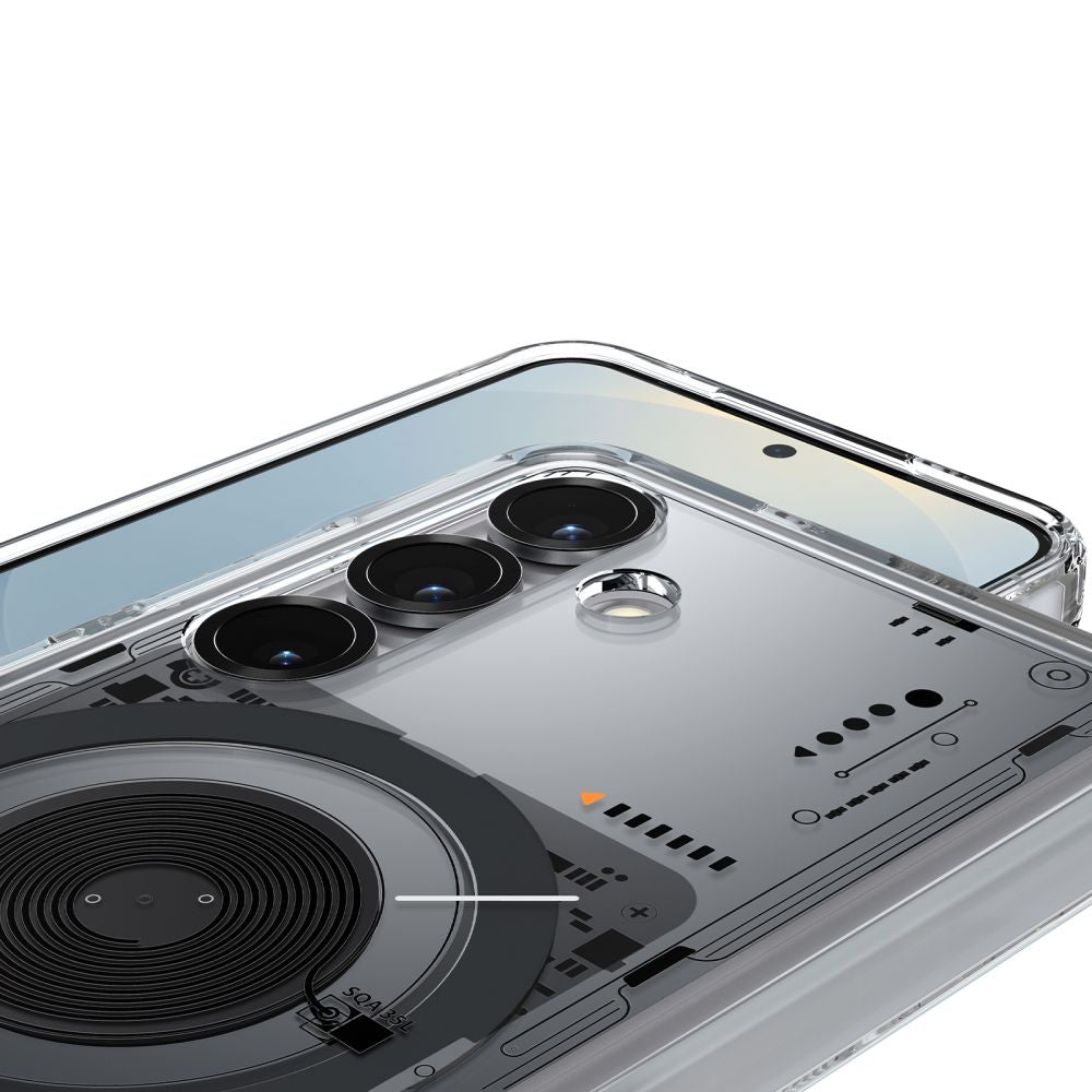 Handyhülle für Galaxy S25, Spigen Ultra Hybrid Mag mit MagSafe, Transparent-Gemustert (Neo One)