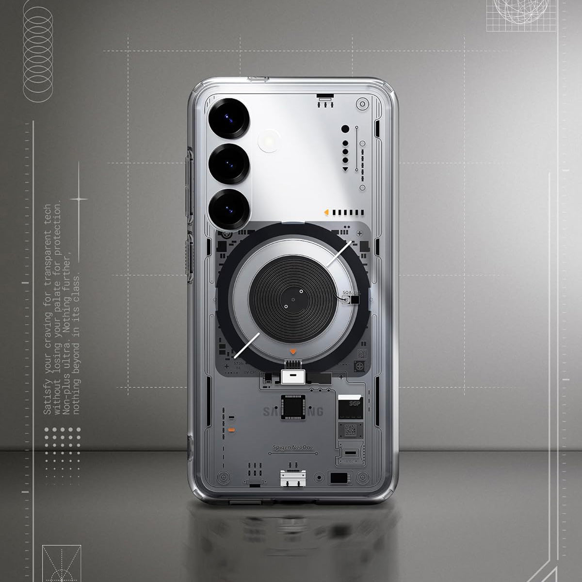 Handyhülle für Galaxy S25, Spigen Ultra Hybrid Mag mit MagSafe, Transparent-Gemustert (Neo One)
