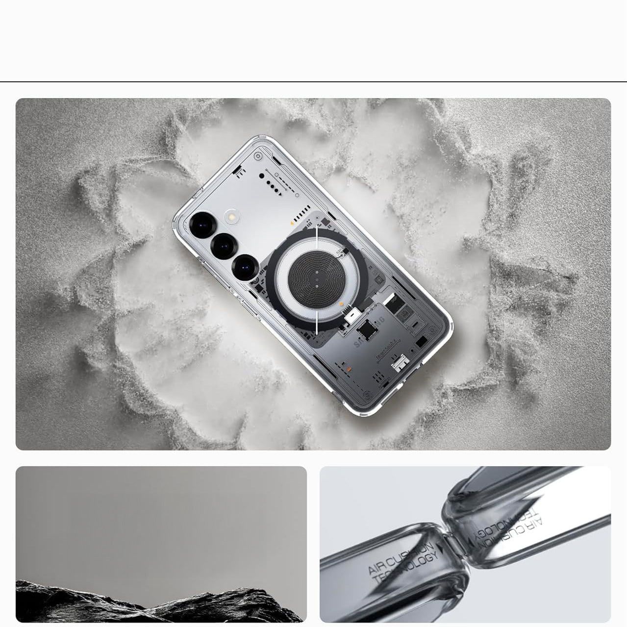 Handyhülle für Galaxy S25, Spigen Ultra Hybrid Mag mit MagSafe, Transparent-Gemustert (Neo One)