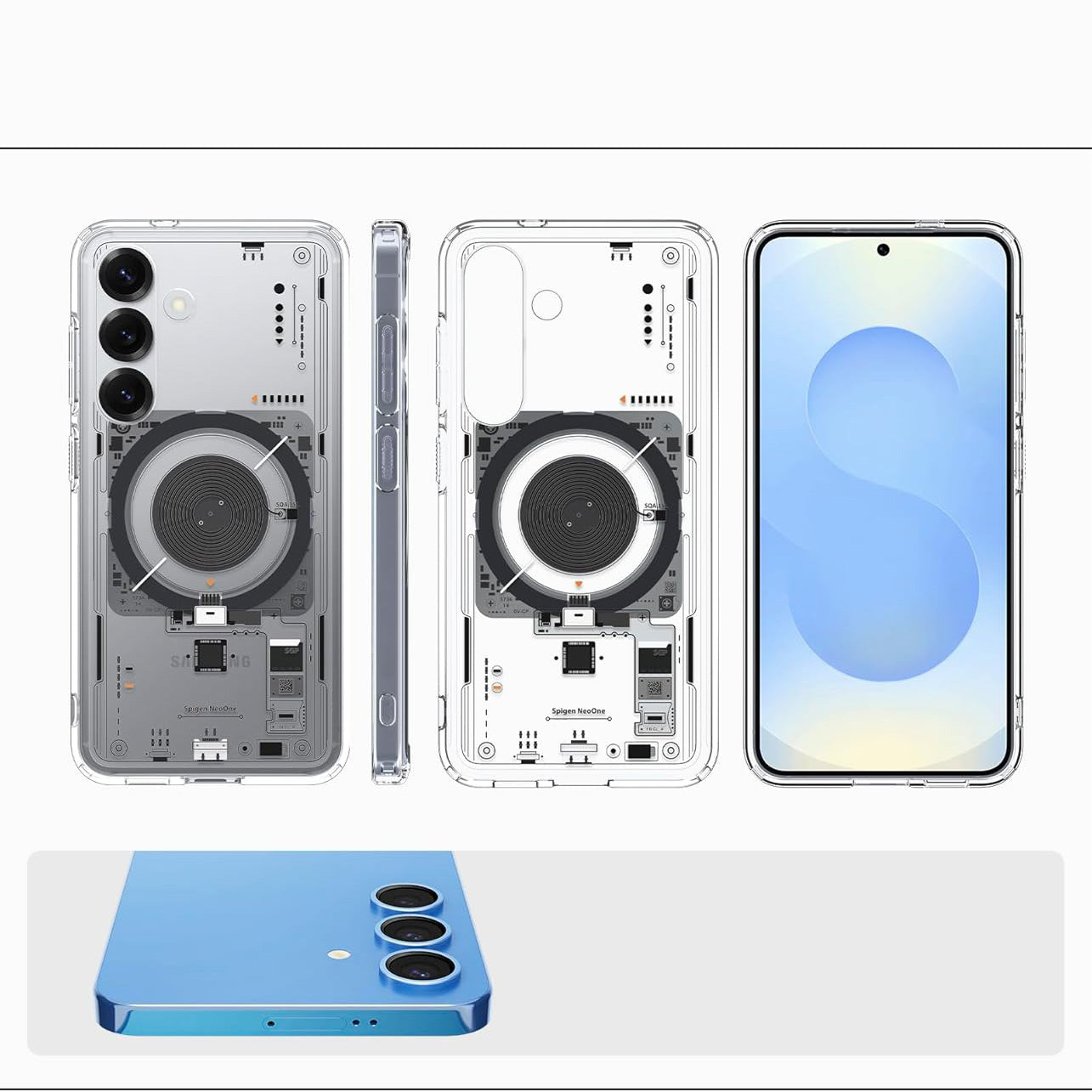 Handyhülle für Galaxy S25, Spigen Ultra Hybrid Mag mit MagSafe, Transparent-Gemustert (Neo One)