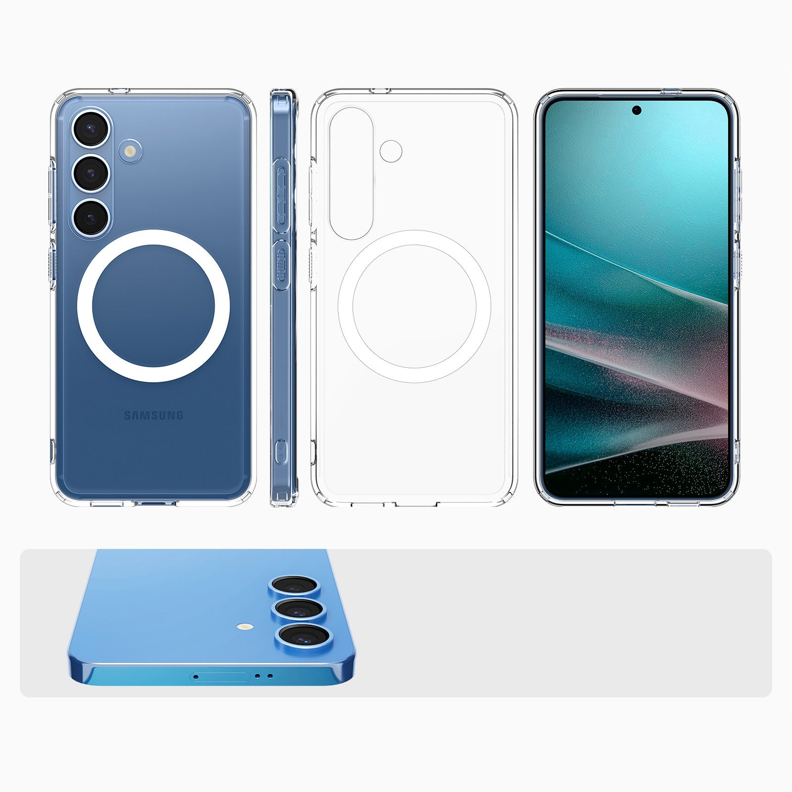 Handyhülle für Galaxy S25 Plus, Spigen Ultra Hybrid Mag mit MagSafe, Transparent-Weiß