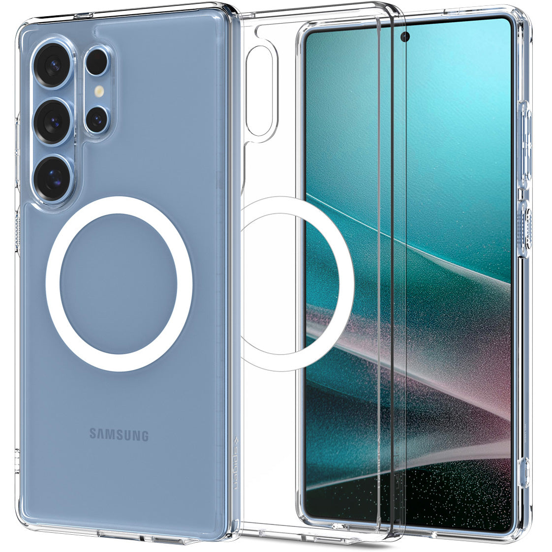Handyhülle für Galaxy S25 Ultra, Spigen Ultra Hybrid Mag mit MagSafe, Transparent-Weiß