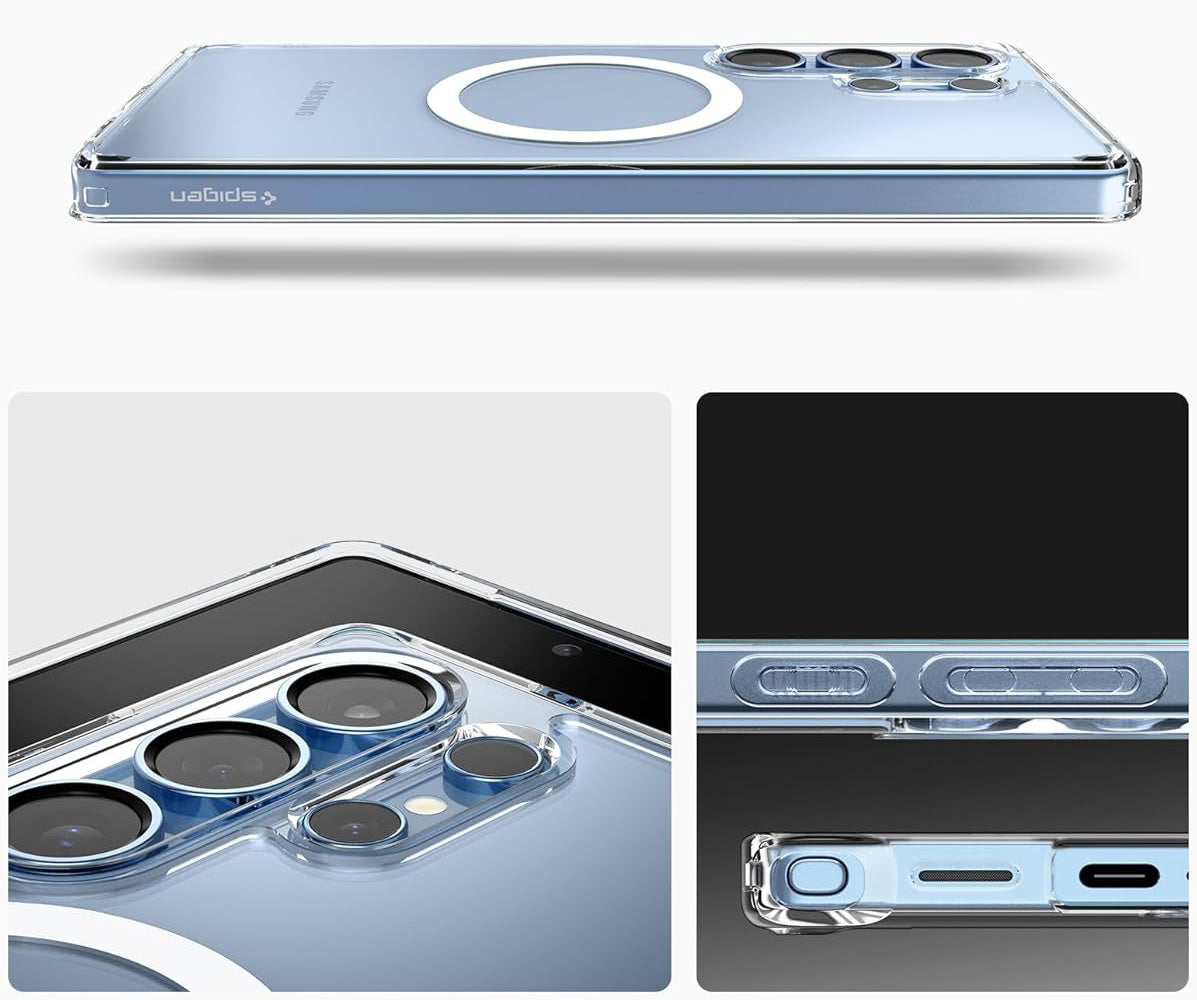 Handyhülle für Galaxy S25 Ultra, Spigen Ultra Hybrid Mag mit MagSafe, Transparent-Weiß