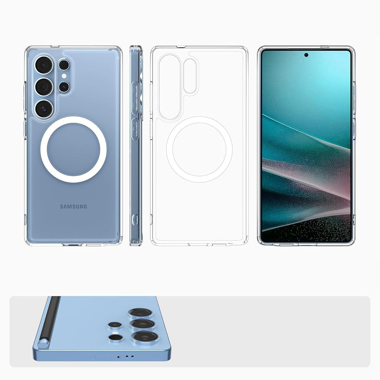 Handyhülle für Galaxy S25 Ultra, Spigen Ultra Hybrid Mag mit MagSafe, Transparent-Weiß