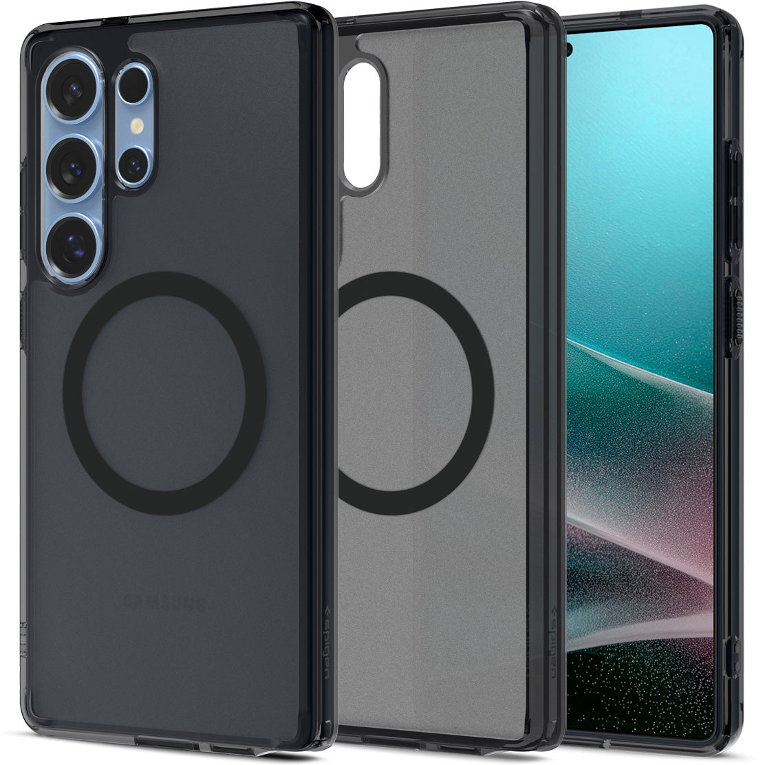 Handyhülle für Galaxy S25 Ultra, Spigen Ultra Hybrid Mag mit MagSafe, Durchscheinend-Schwarz