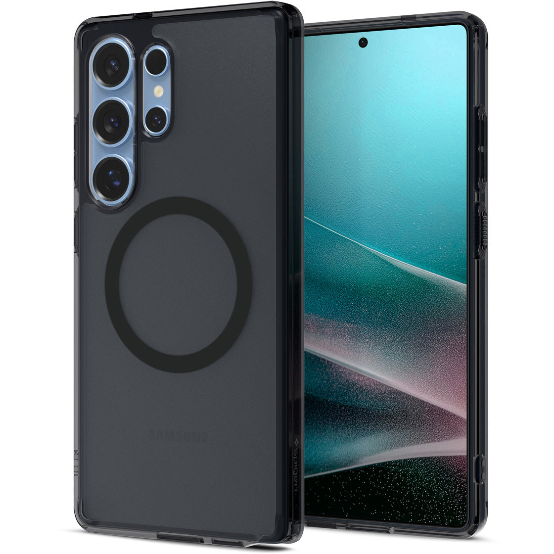 Handyhülle für Galaxy S25 Ultra, Spigen Ultra Hybrid Mag mit MagSafe, Durchscheinend-Schwarz