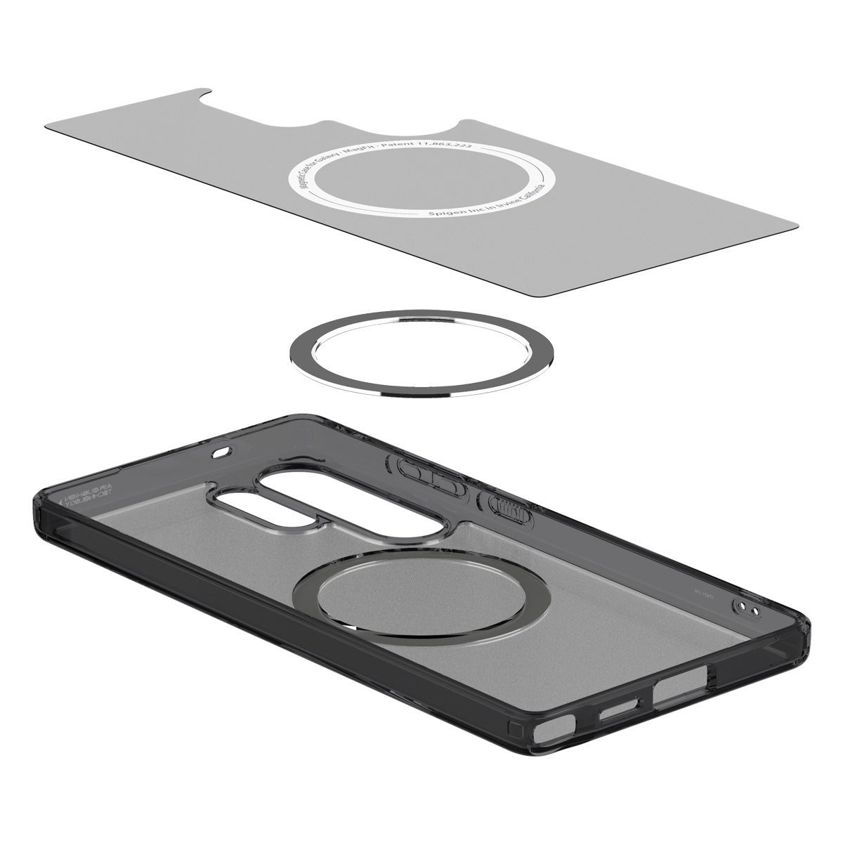 Handyhülle für Galaxy S25 Ultra, Spigen Ultra Hybrid Mag mit MagSafe, Durchscheinend-Schwarz