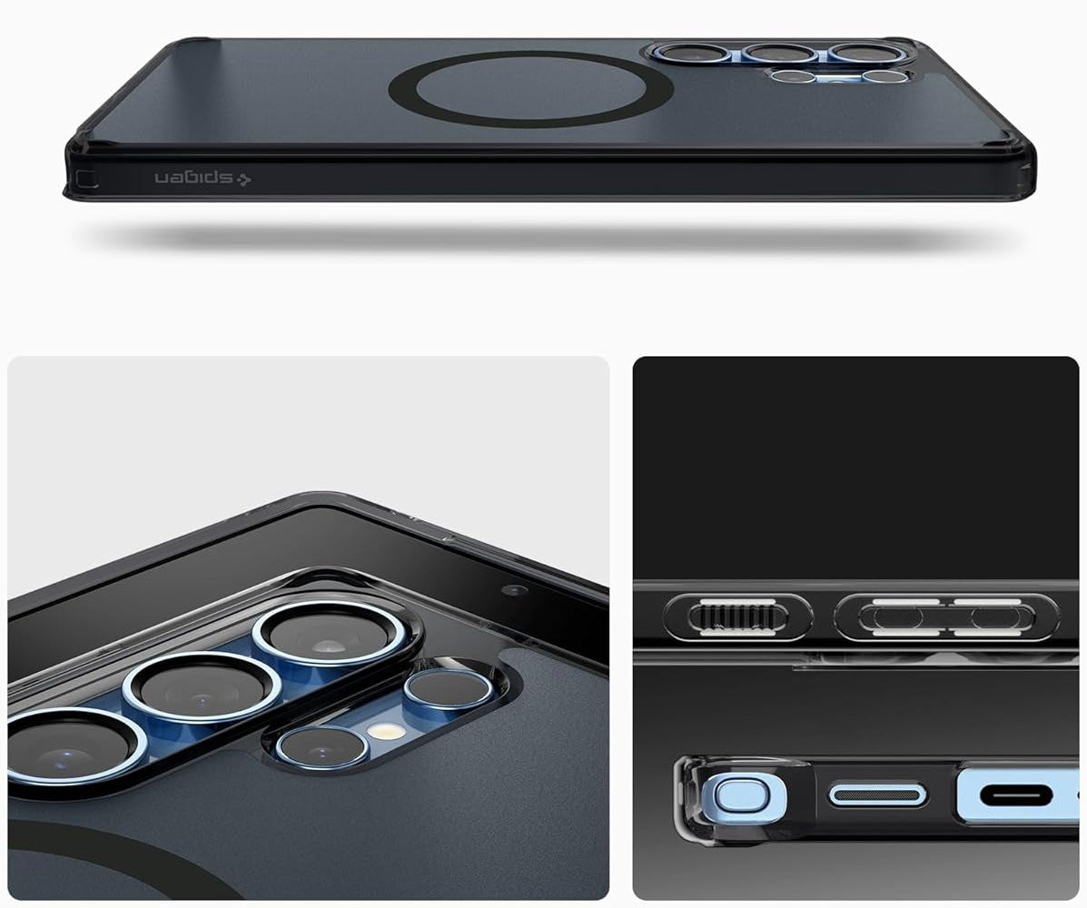 Handyhülle für Galaxy S25 Ultra, Spigen Ultra Hybrid Mag mit MagSafe, Durchscheinend-Schwarz