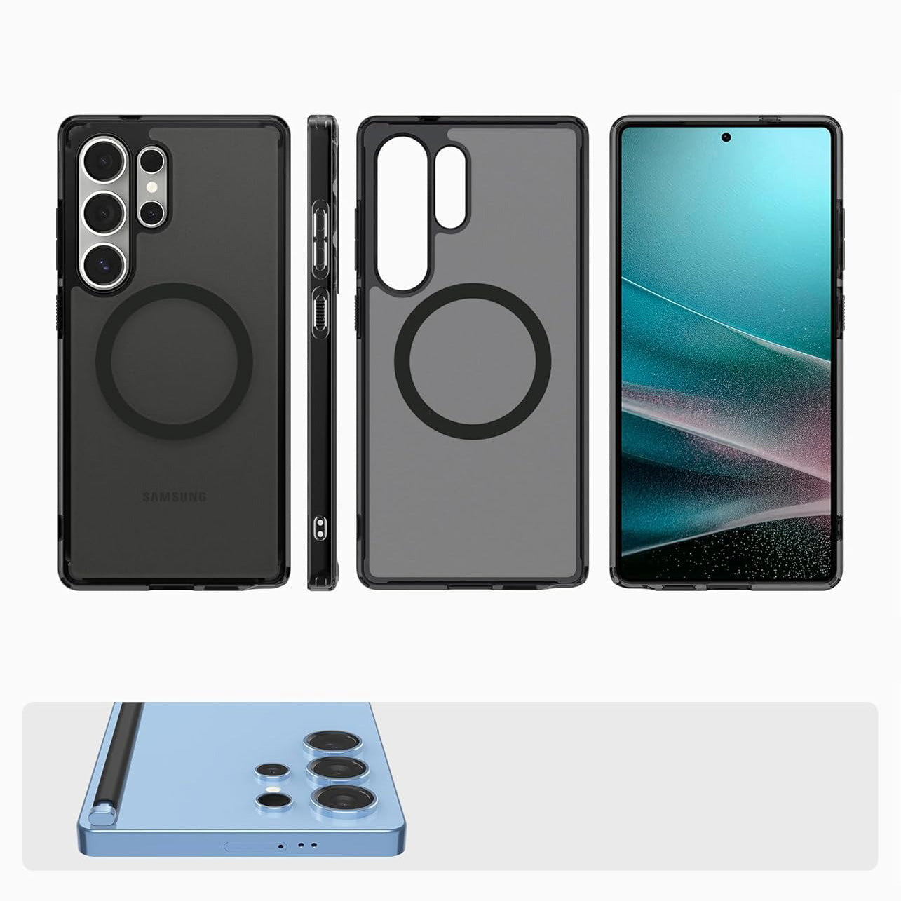 Handyhülle für Galaxy S25 Ultra, Spigen Ultra Hybrid Mag mit MagSafe, Durchscheinend-Schwarz