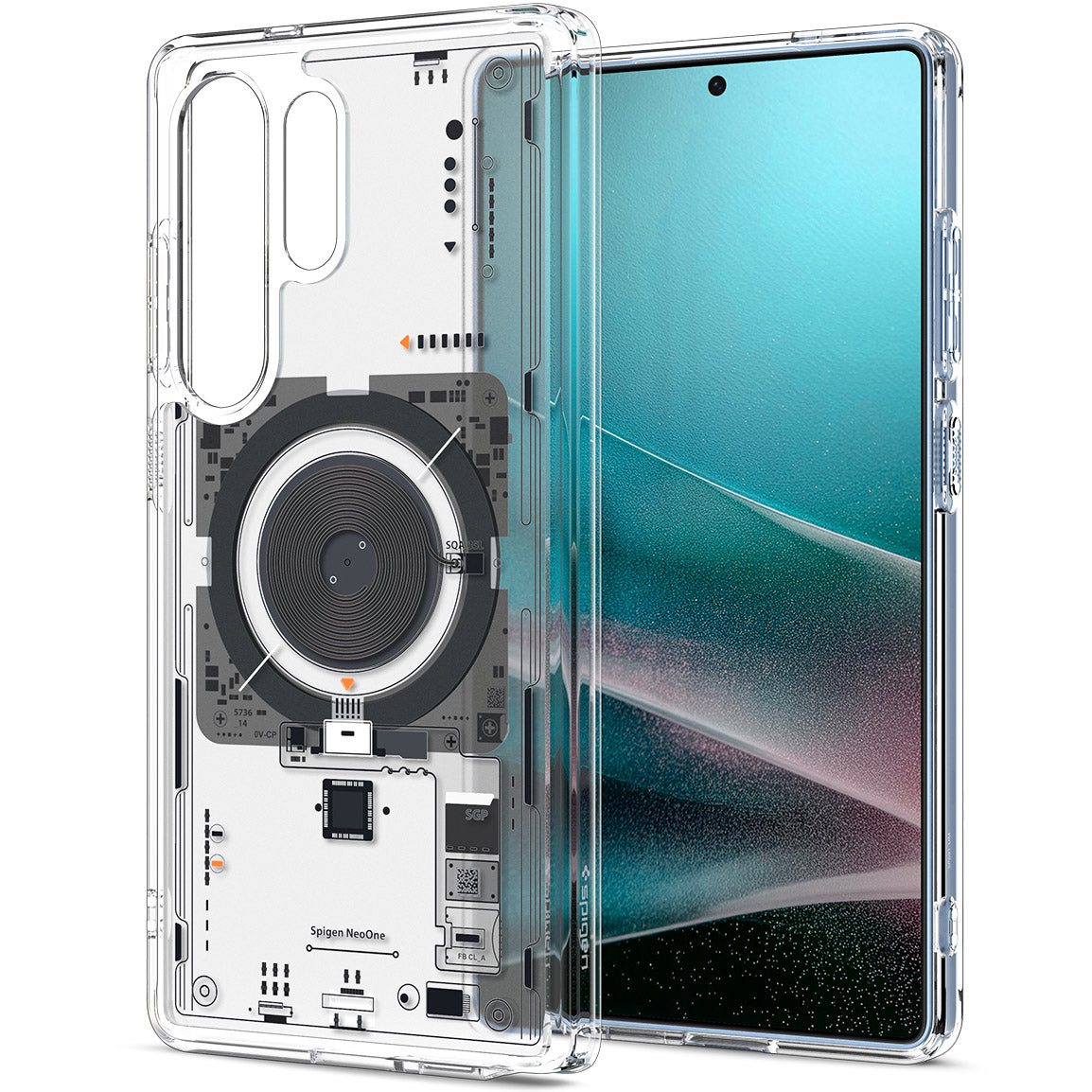 Handyhülle für Galaxy S25 Ultra, Spigen Ultra Hybrid Mag mit MagSafe, Transparent-Gemustert (Neo One)