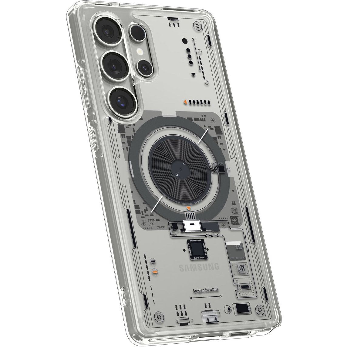 Handyhülle für Galaxy S25 Ultra, Spigen Ultra Hybrid Mag mit MagSafe, Transparent-Gemustert (Neo One)