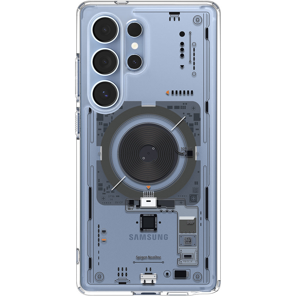 Handyhülle für Galaxy S25 Ultra, Spigen Ultra Hybrid Mag mit MagSafe, Transparent-Gemustert (Neo One)