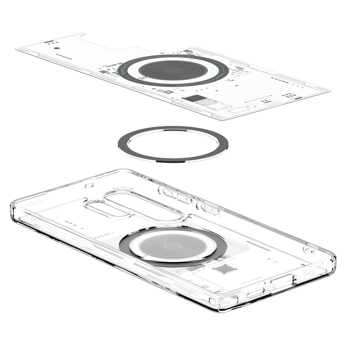 Handyhülle für Galaxy S25 Ultra, Spigen Ultra Hybrid Mag mit MagSafe, Transparent-Gemustert (Neo One)