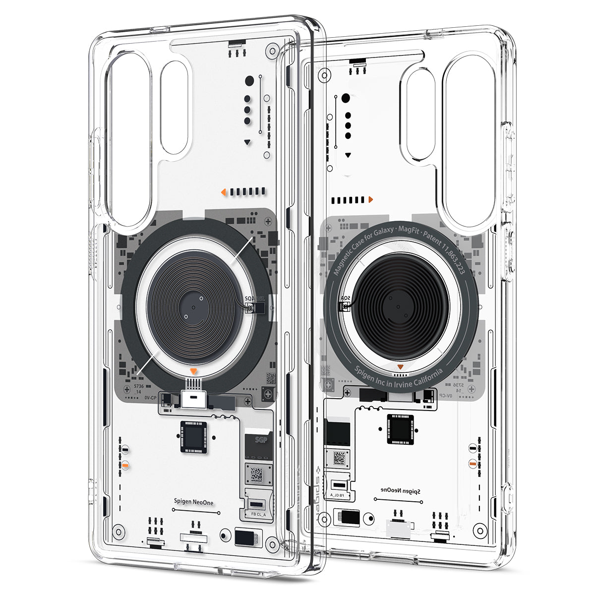 Handyhülle für Galaxy S25 Ultra, Spigen Ultra Hybrid Mag mit MagSafe, Transparent-Gemustert (Neo One)