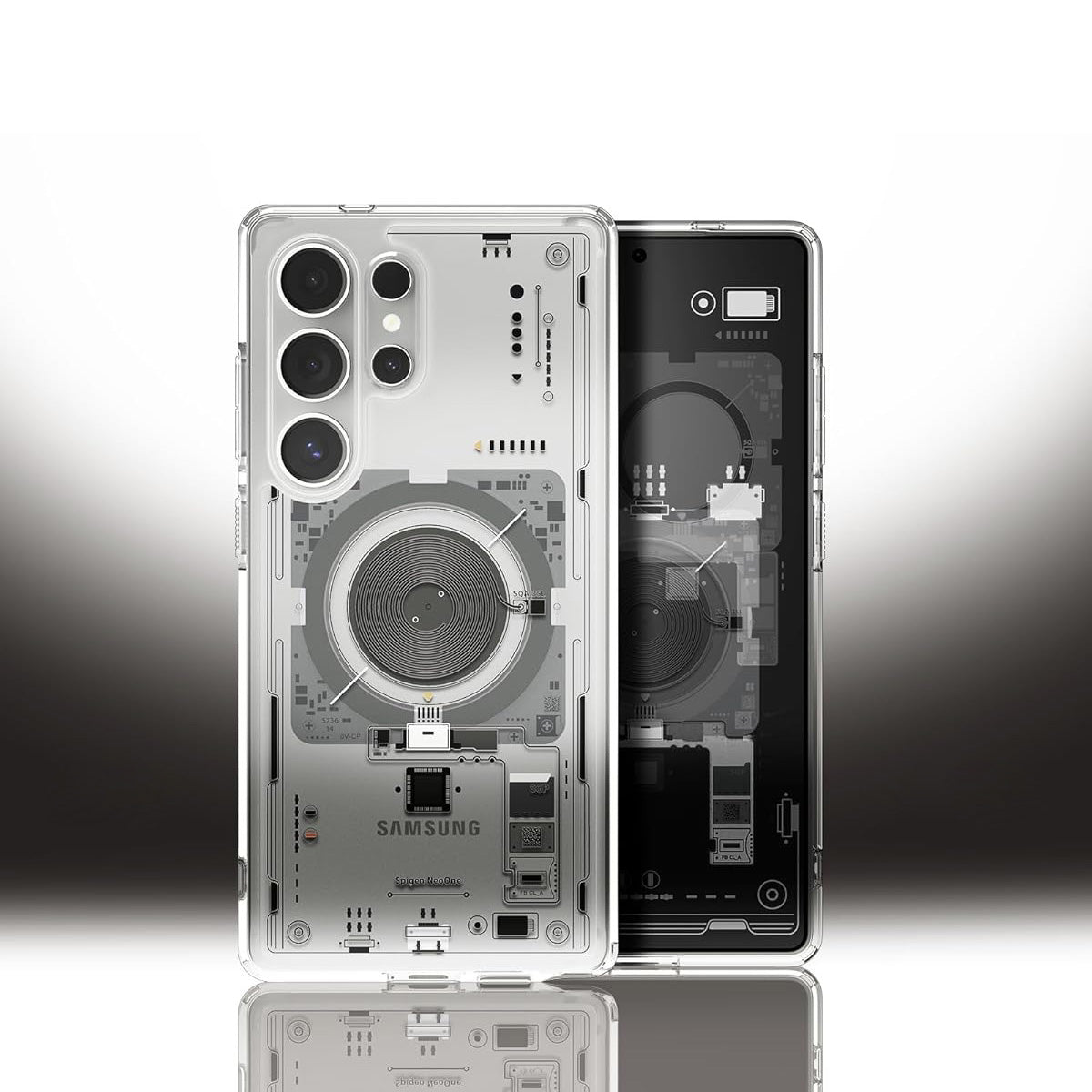 Handyhülle für Galaxy S25 Ultra, Spigen Ultra Hybrid Mag mit MagSafe, Transparent-Gemustert (Neo One)