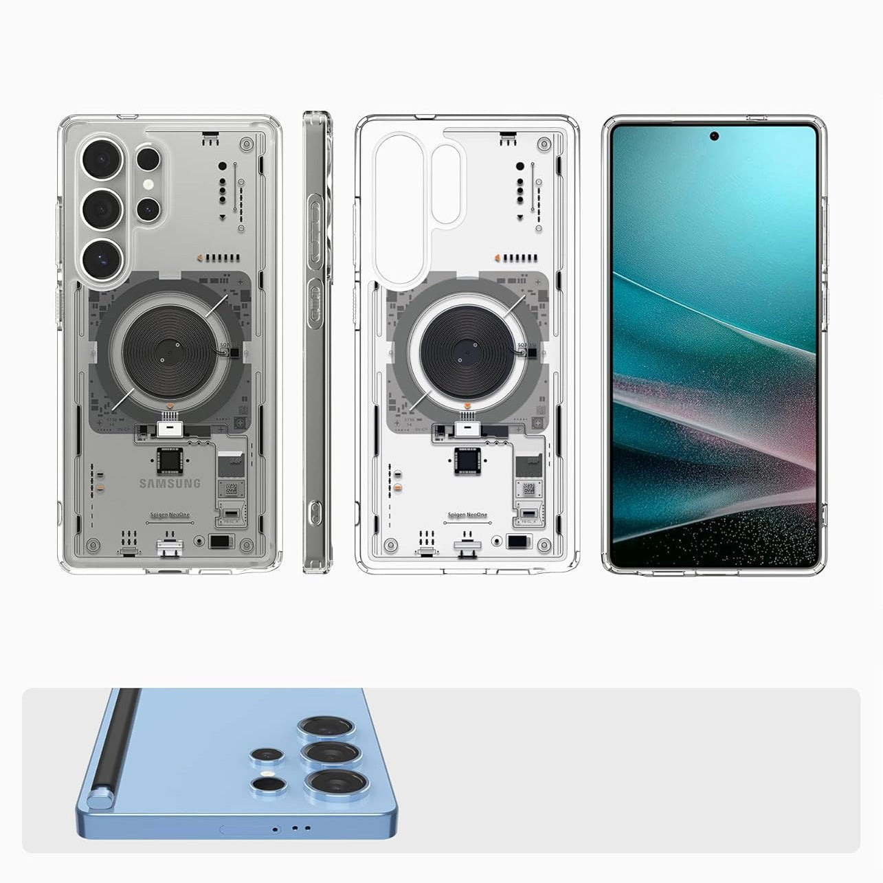 Handyhülle für Galaxy S25 Ultra, Spigen Ultra Hybrid Mag mit MagSafe, Transparent-Gemustert (Neo One)