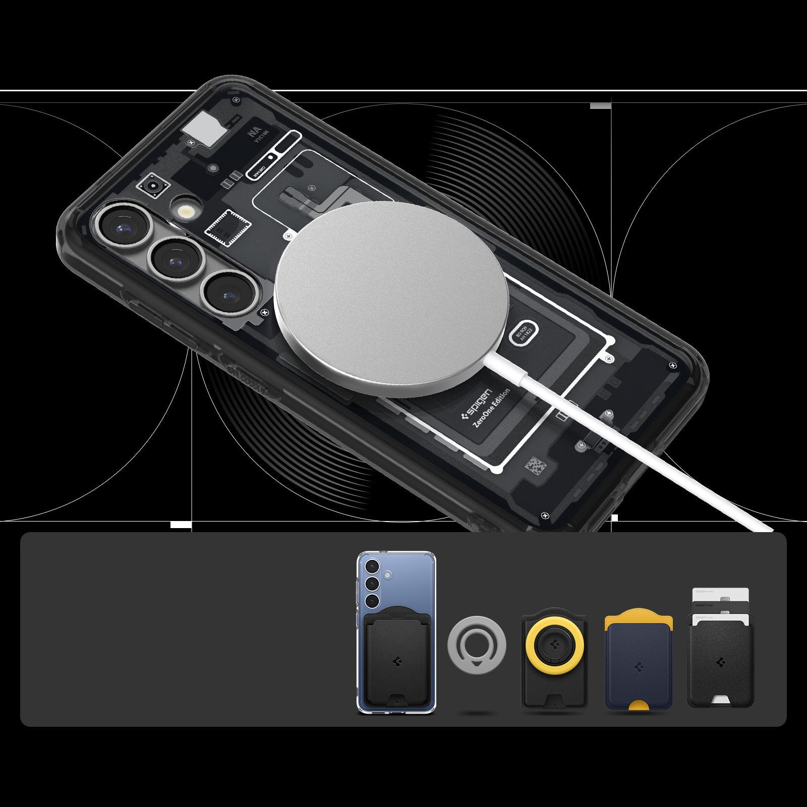 Handyhülle für Galaxy S25, Spigen Ultra Hybrid Mag mit MagSafe, Rauchfarben-Grau (Zero One)