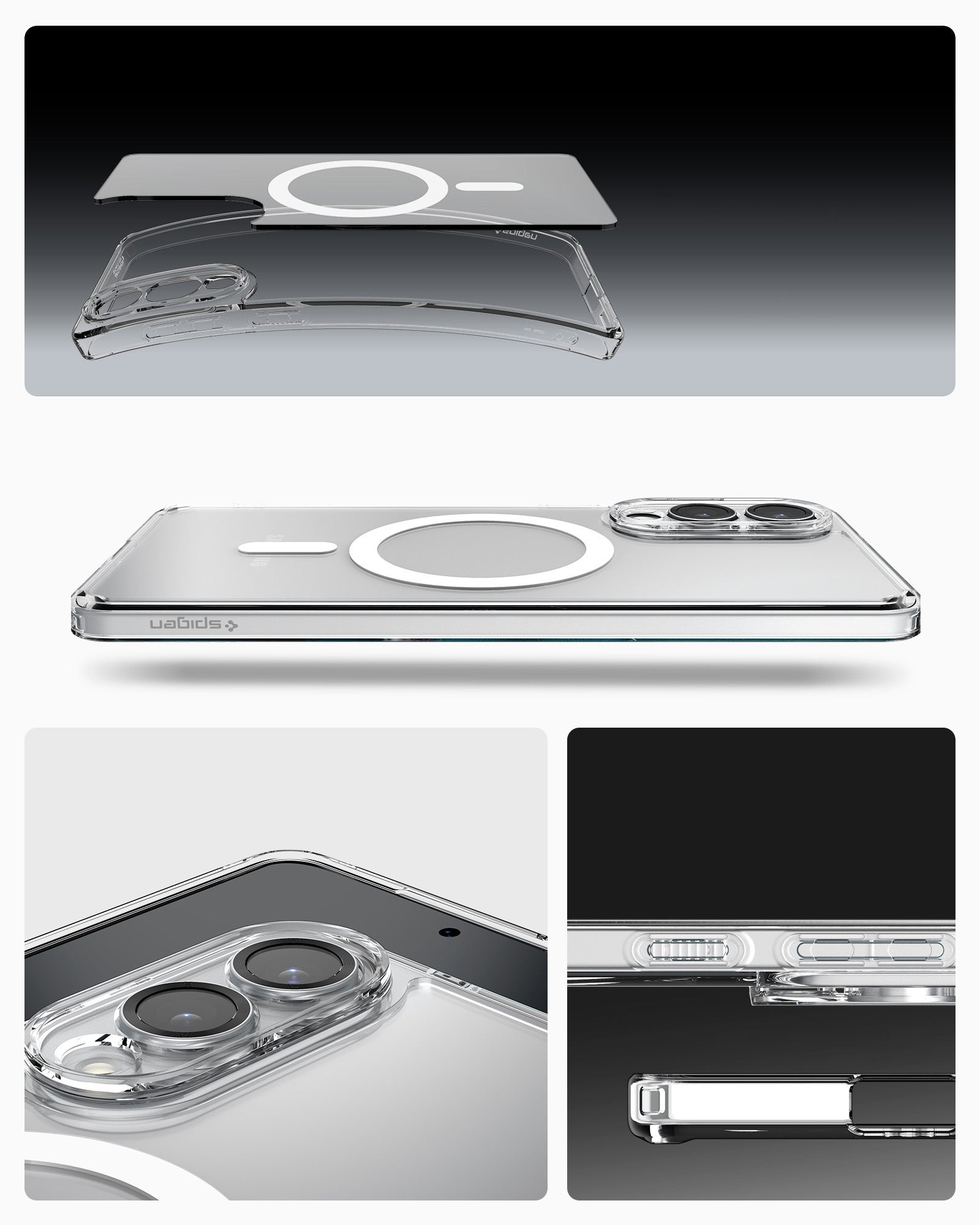 Handyhülle für Galaxy S25 Edge, Spigen Ultra Hybrid Mag mit MagSafe, Transparent-Weiß