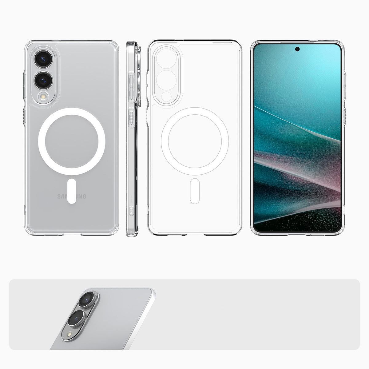 Handyhülle für Galaxy S25 Edge, Spigen Ultra Hybrid Mag mit MagSafe, Transparent-Weiß