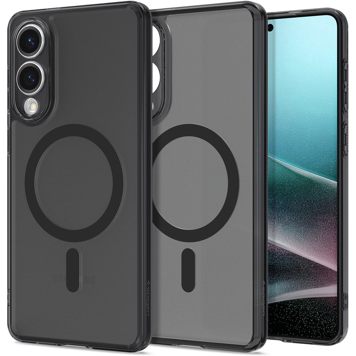 Handyhülle für Galaxy S25 Edge, Spigen Ultra Hybrid Mag mit MagSafe, Durchscheinend-Schwarz
