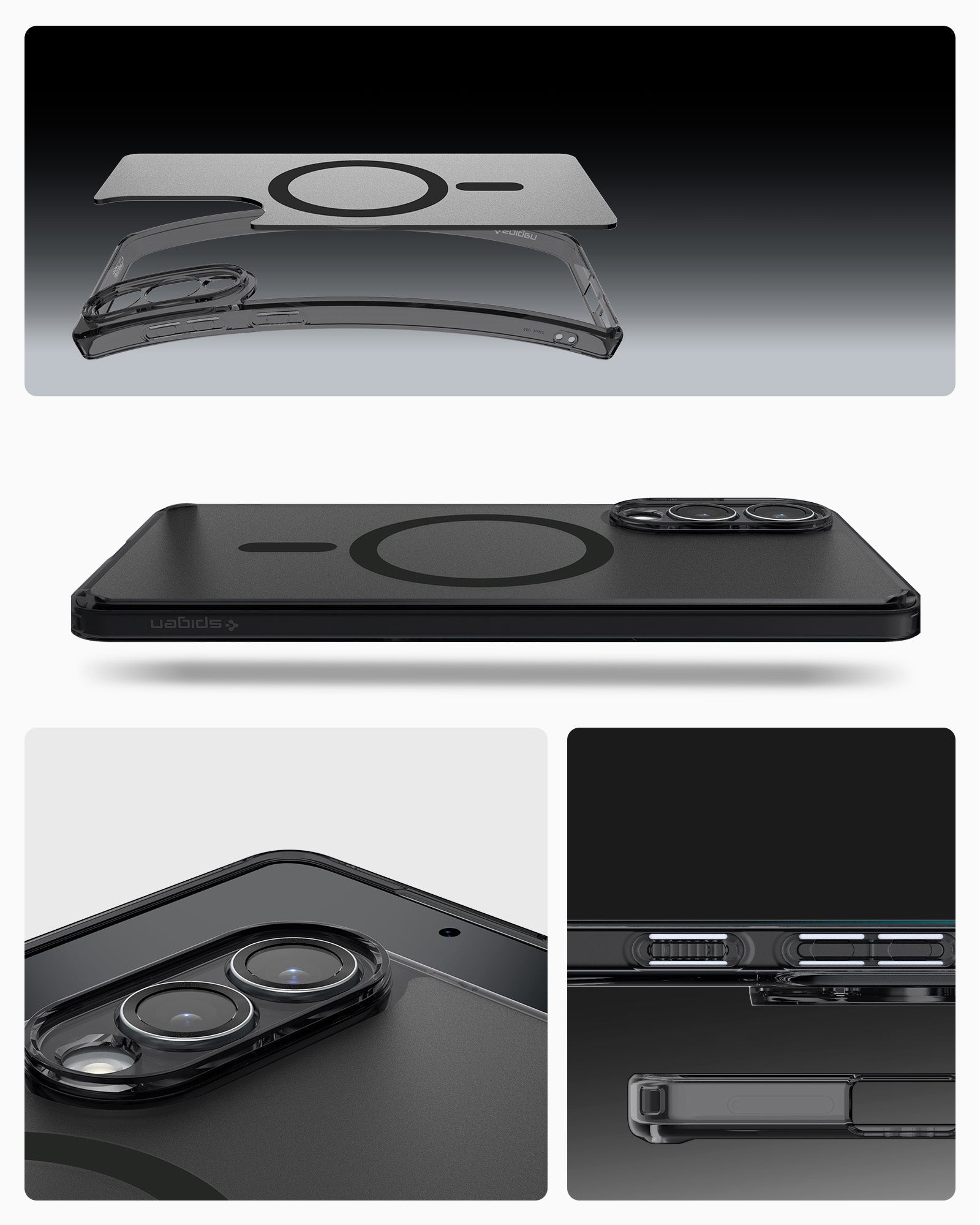 Handyhülle für Galaxy S25 Edge, Spigen Ultra Hybrid Mag mit MagSafe, Durchscheinend-Schwarz