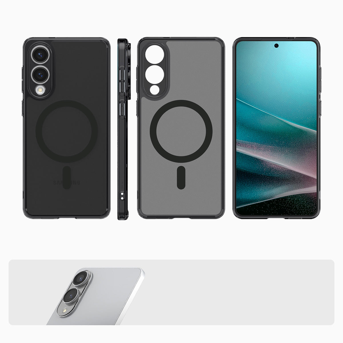 Handyhülle für Galaxy S25 Edge, Spigen Ultra Hybrid Mag mit MagSafe, Durchscheinend-Schwarz