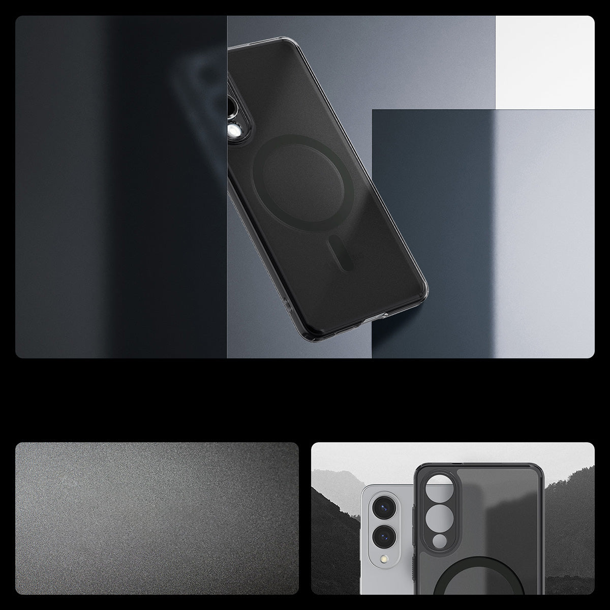 Handyhülle für Galaxy S25 Edge, Spigen Ultra Hybrid Mag mit MagSafe, Durchscheinend-Schwarz