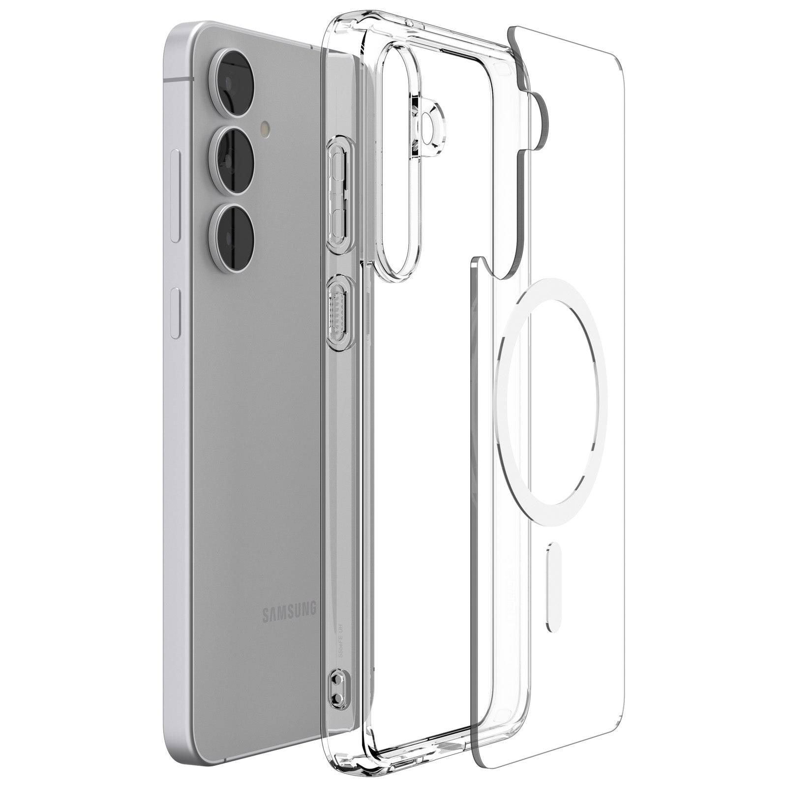 Handyhülle für Galaxy S25 FE, Spigen Ultra Hybrid Mag mit MagSafe, Transparent-Weiß