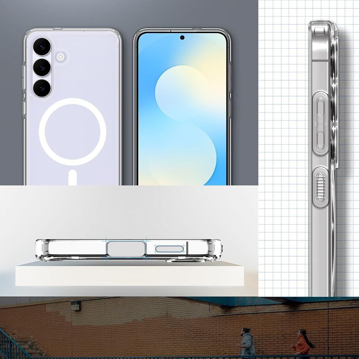 Handyhülle für Galaxy S25 FE, Spigen Ultra Hybrid Mag mit MagSafe, Transparent-Weiß