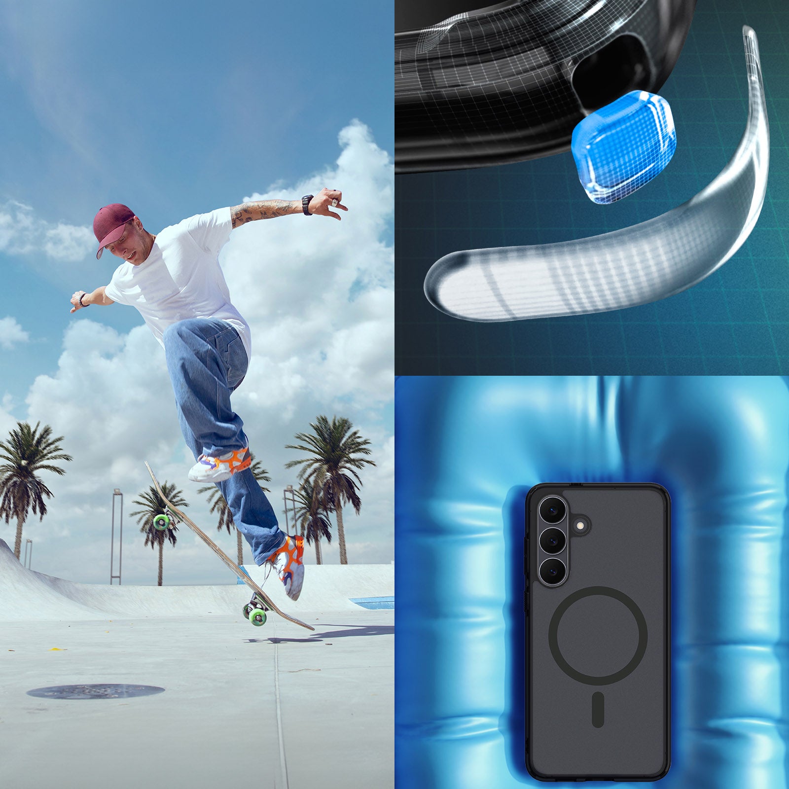 Handyhülle für Galaxy S25 FE, Spigen Ultra Hybrid Mag mit MagSafe, Durchscheinend-Schwarz