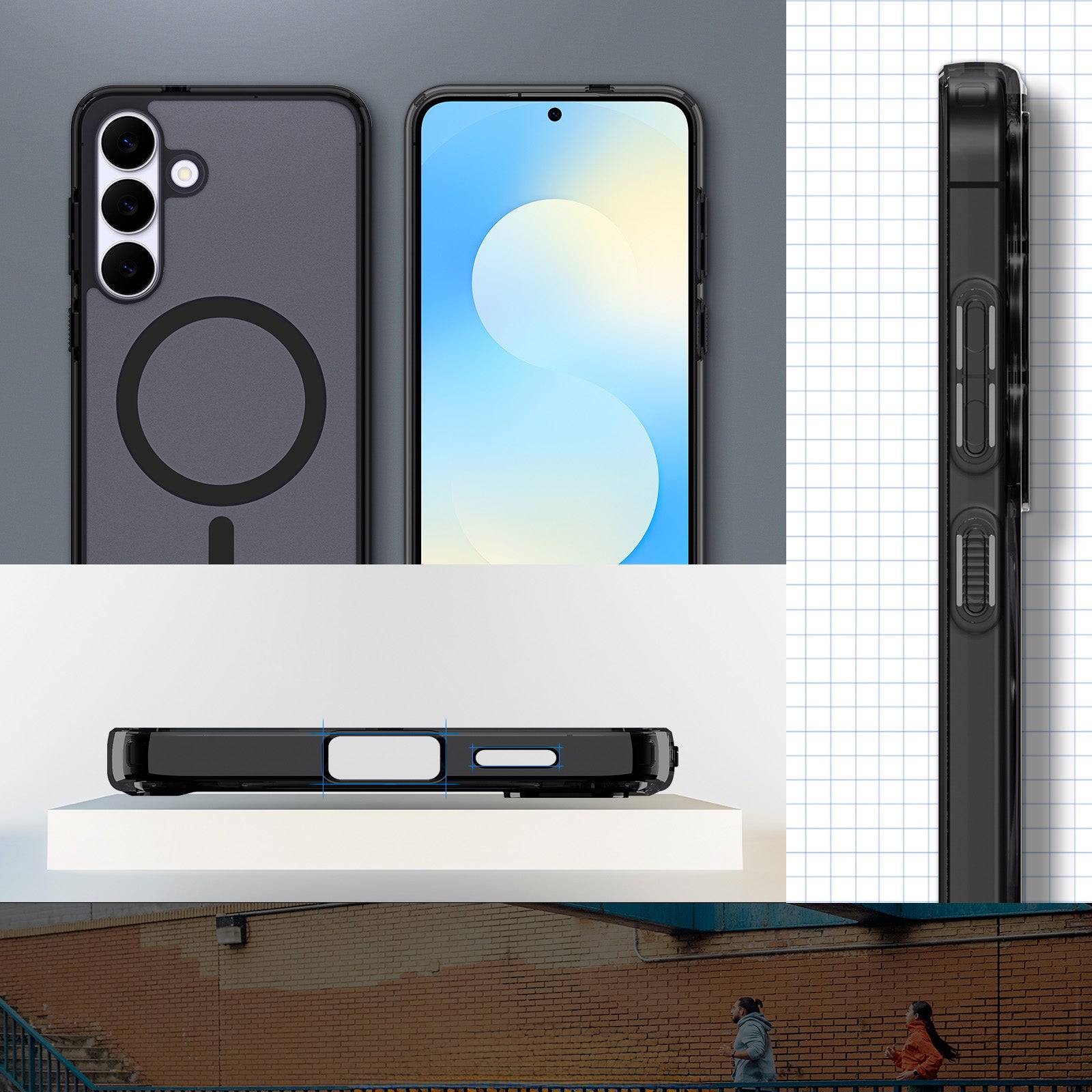 Handyhülle für Galaxy S25 FE, Spigen Ultra Hybrid Mag mit MagSafe, Durchscheinend-Schwarz