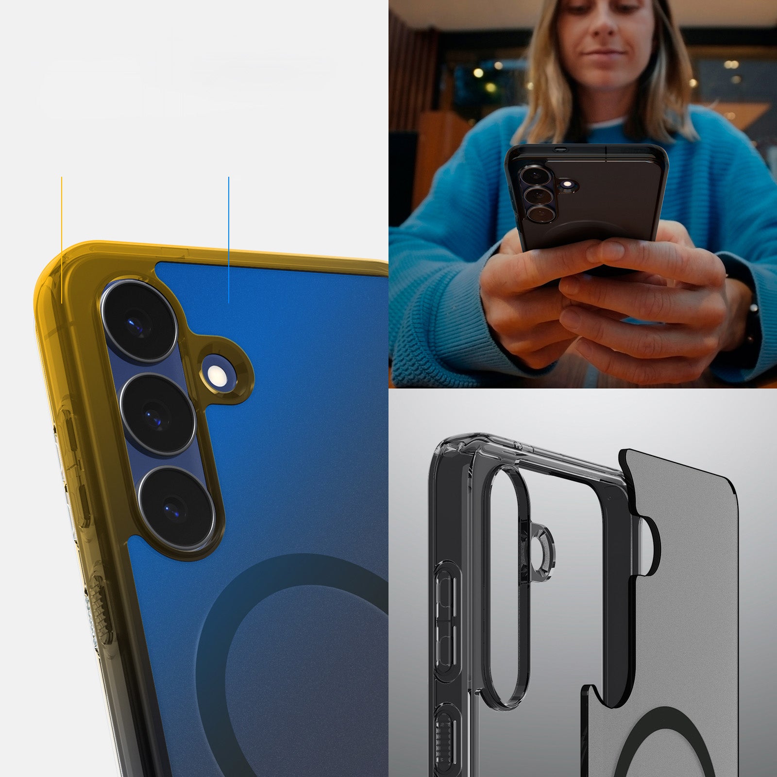 Handyhülle für Galaxy S25 FE, Spigen Ultra Hybrid Mag mit MagSafe, Durchscheinend-Schwarz