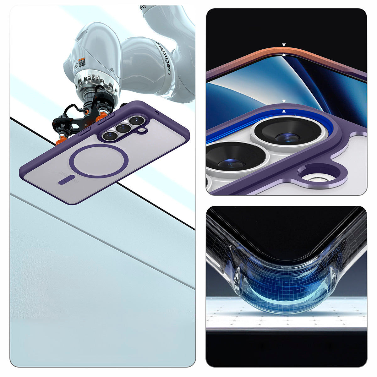 Handyhülle für Galaxy S26, Spigen Ultra Hybrid Mag mit MagSafe, Transparent-Violett