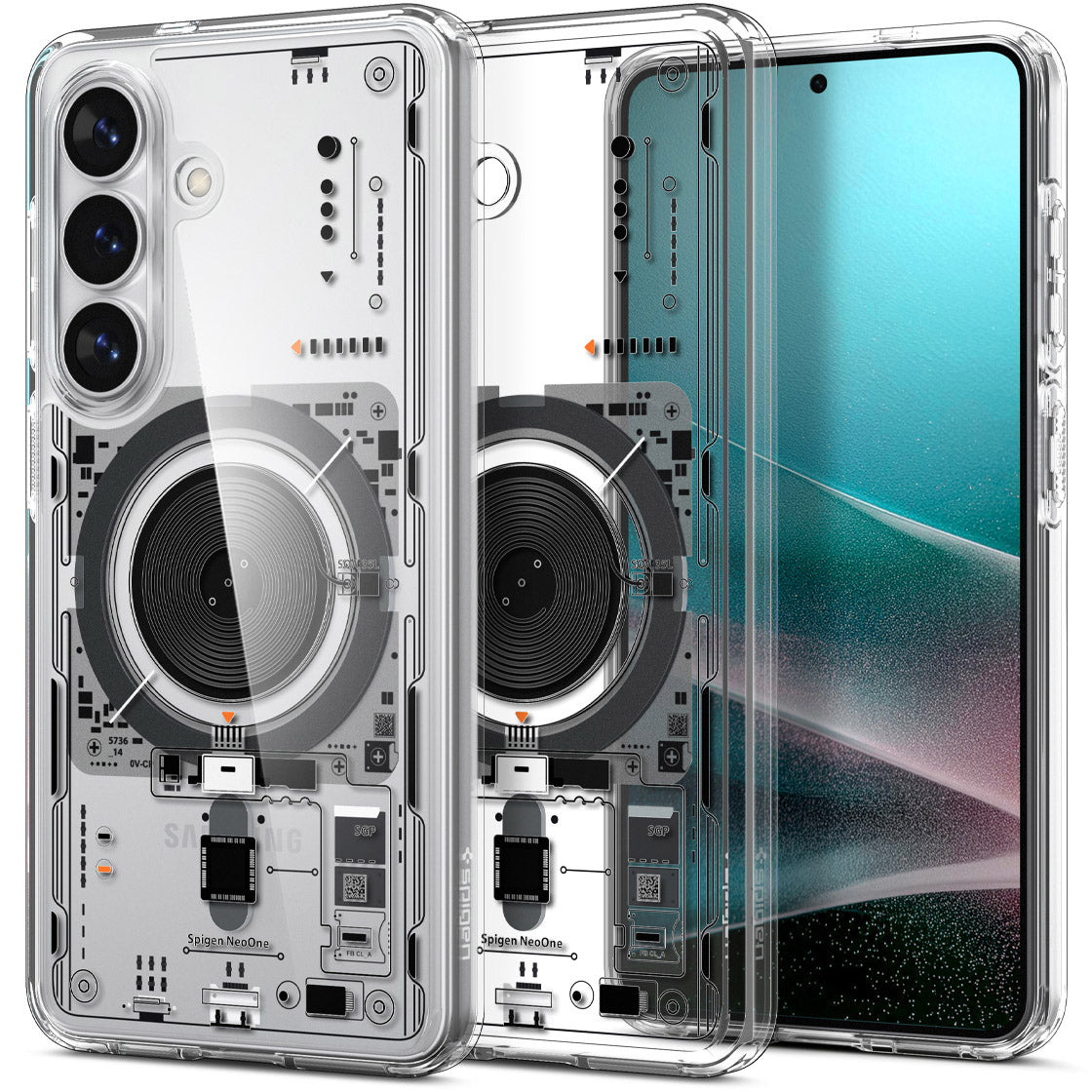 Handyhülle für Galaxy S26, Spigen Ultra Hybrid Mag mit MagSafe, Transparent-Gemustert (Neo One)
