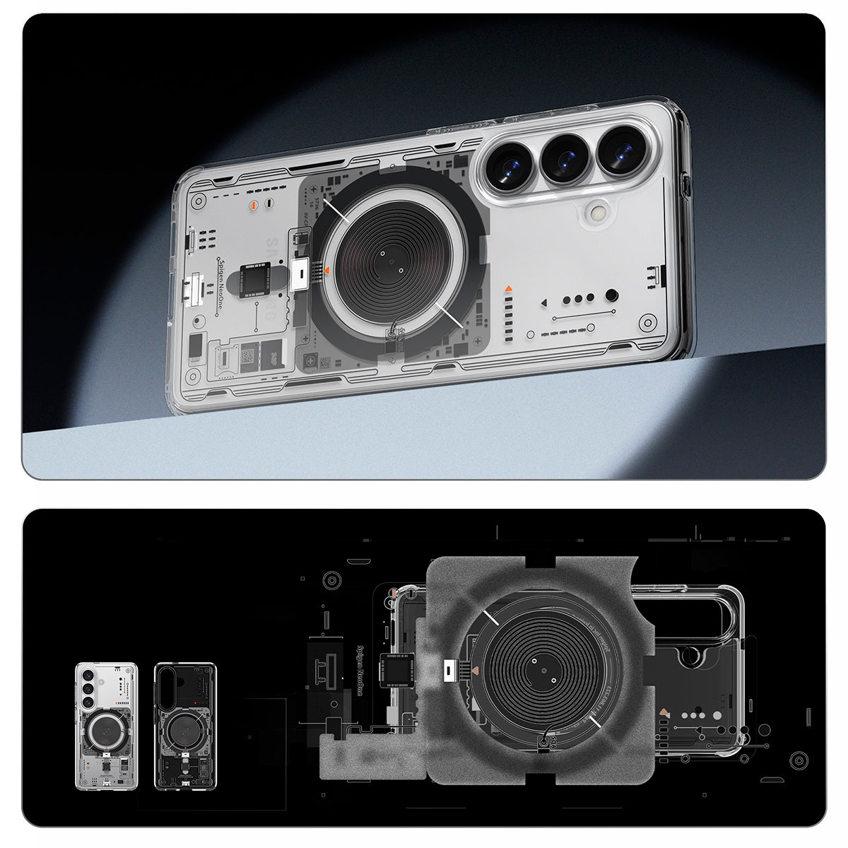 Handyhülle für Galaxy S26 Plus, Spigen Ultra Hybrid Mag mit MagSafe, Transparent-Gemustert (Neo One)