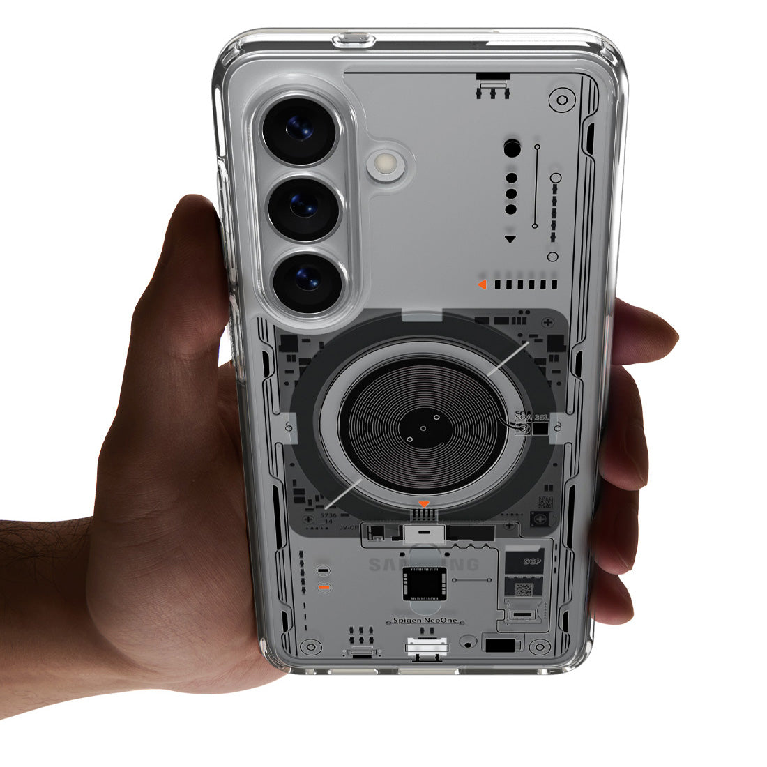 Handyhülle für Galaxy S26 Plus, Spigen Ultra Hybrid Mag mit MagSafe, Transparent-Gemustert (Neo One)